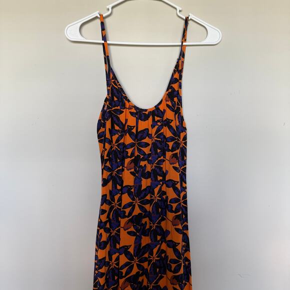 PrettyLittleThing Orange Shadow Leaf Maxi Dress Size 4 Oversized Low Back Beach - Picture 4 of 10